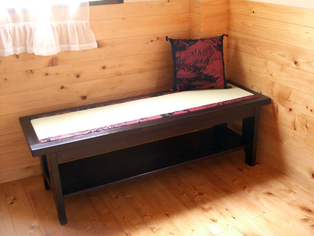 畳ベンチ（タモ材、オイル着色仕上げ）